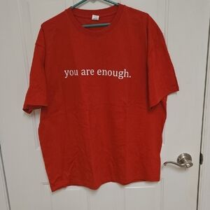 Inspirational 'You Are Enough' Statement T-Shirt in Crimson